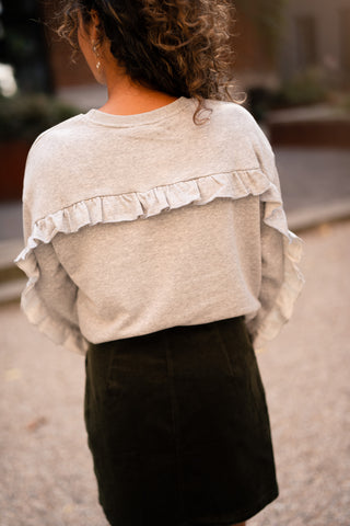 Sweater grey ruffle Noor