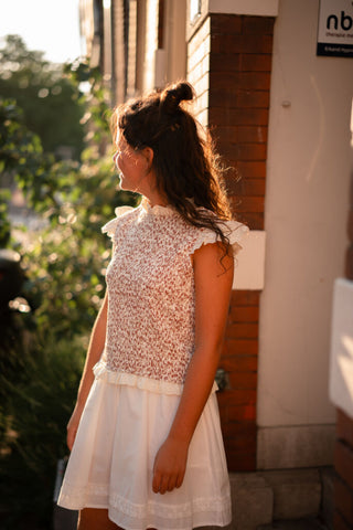 6215-1 top smocked beige/rouge