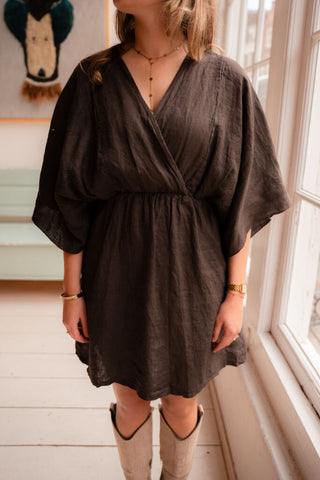 dress lino short brown