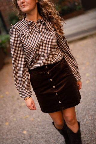 Blouse block Lua brown navy