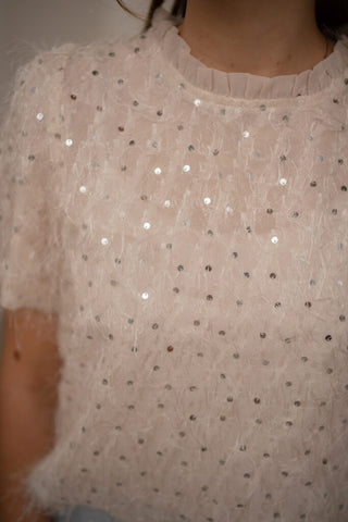9124 glitter top Josefien beige – foto 3