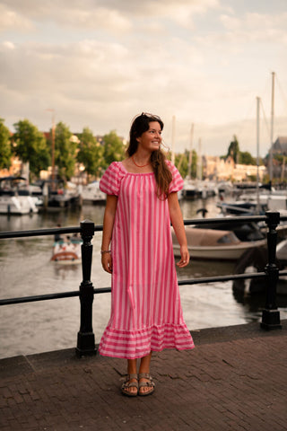6817 dress zakynthos stripe pink/light