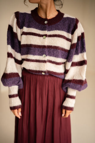 cardigan lee stripe 034 bordeaux