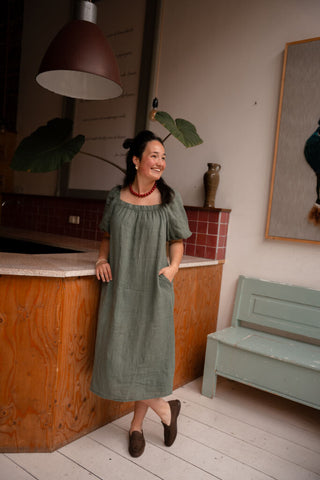 linnen square dress vienna army – foto 4