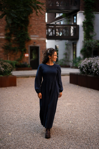 navy smocked dress
