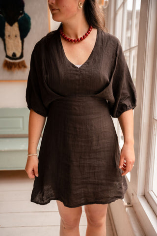 leen dress linnen brown – foto 2