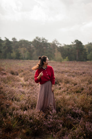 Skirt long bordeaux/beige Sifra
