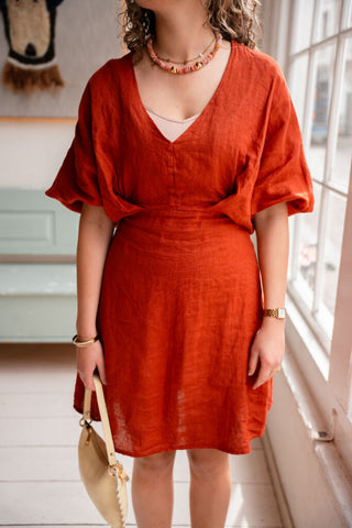 leen dress linnen rust – foto 2
