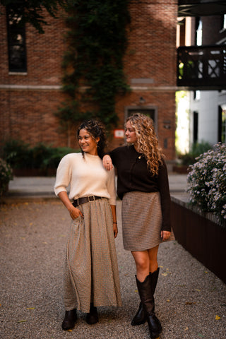 azzurro skirt pied de poule brown