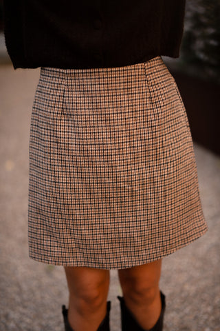 azzurro skirt pied de poule brown