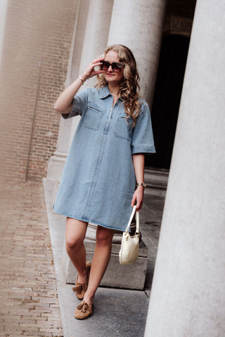 Azzurro 95240 denim dress zipper blue wash – foto 7