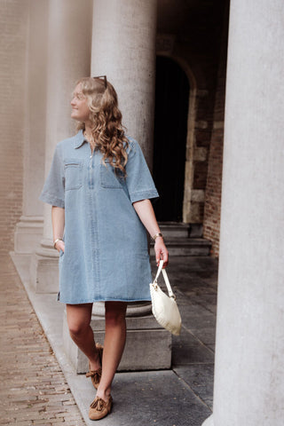 Azzurro 95240 denim dress zipper blue wash – foto 5