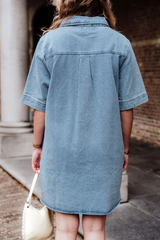 Azzurro 95240 denim dress zipper blue wash – foto 3