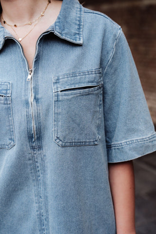 Azzurro 95240 denim dress zipper blue wash – foto 4