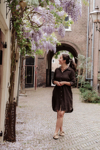 enfola dress linnen 06659 perla brown – foto 4